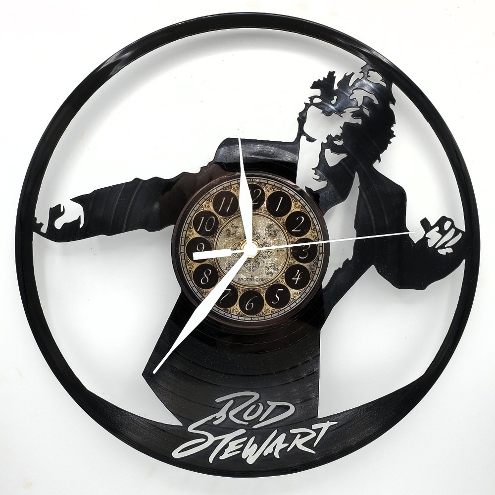 ROD STEWART vinyl record clock | wall art decor gift for office or mancave
